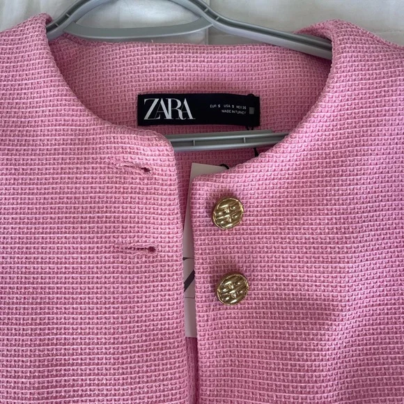 Pink tweed ZARA jacket/blazer - Picture 3 of 3
